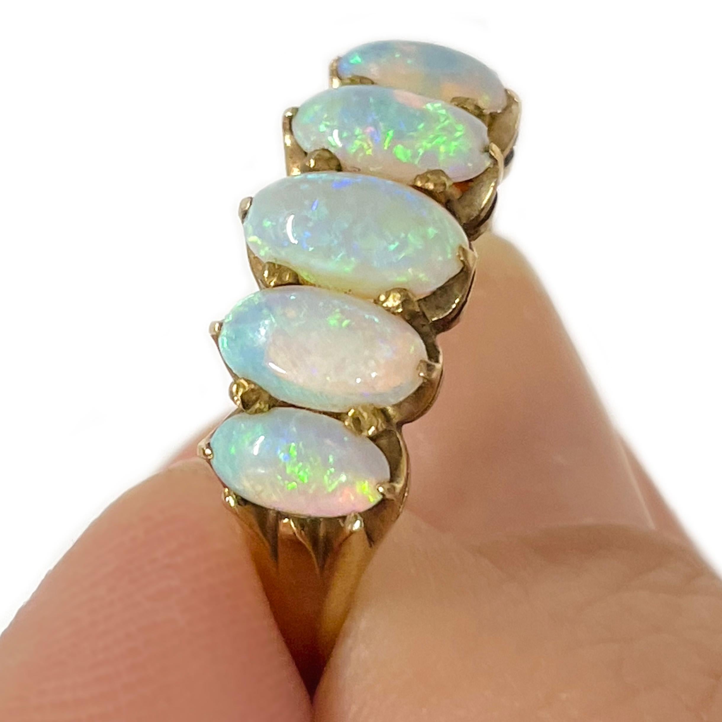 Retro Yellow Gold Opal Ring For Sale