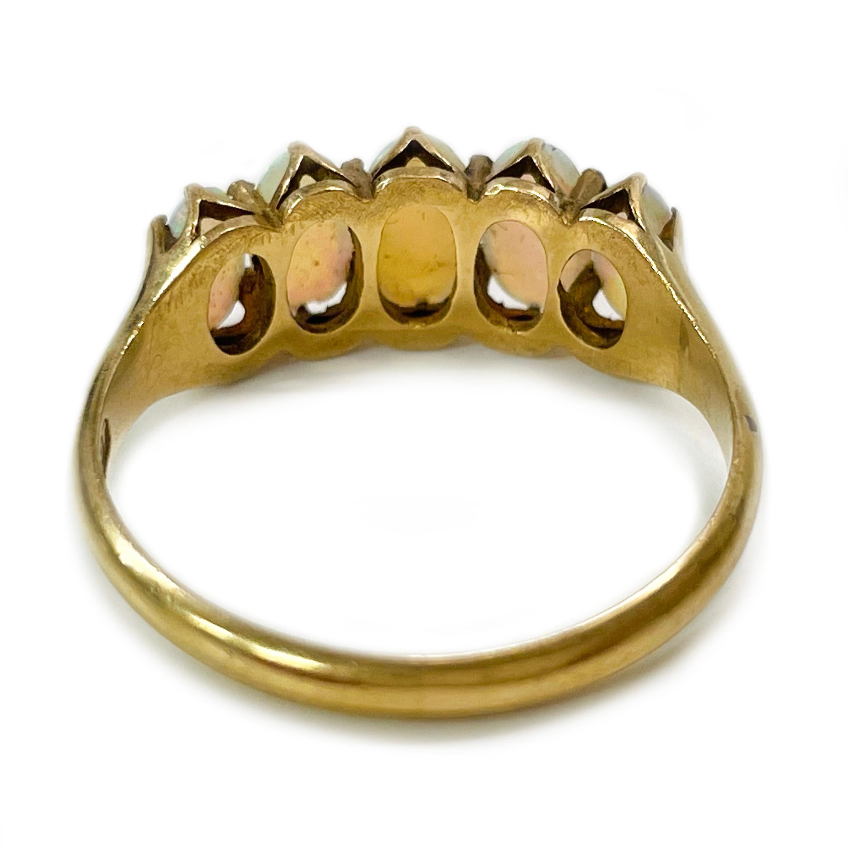 Cabochon Yellow Gold Opal Ring For Sale