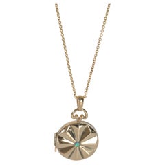 Yellow Gold Opal Round Locket Pendant