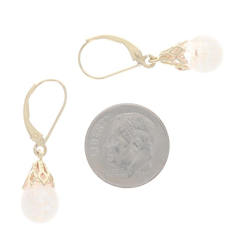 Gelbgold Opal Schneekugel baumeln Ohrringe - 14k Floating Pieces durchbohrt im Zustand „Hervorragend“ in Greensboro, NC