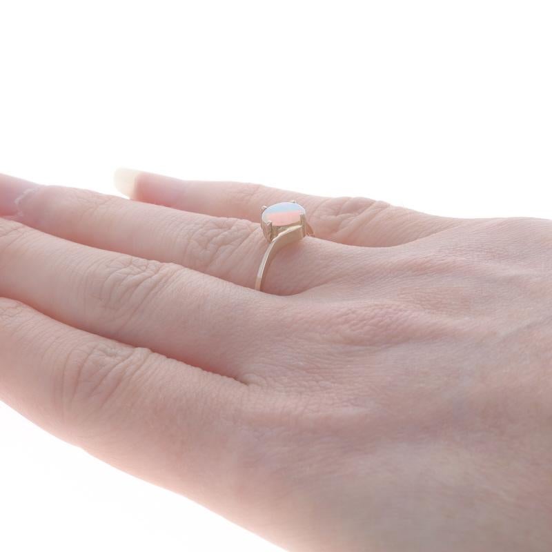 Gelbgold Opal Solitär Bypass Ring - 10k Oval Cabochon 0,35ct Damen
