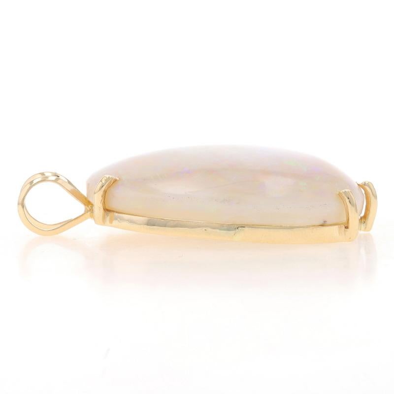 Oval Cut Yellow Gold Opal Solitaire Pendant - 14k Oval Cabochon 31.05ct For Sale