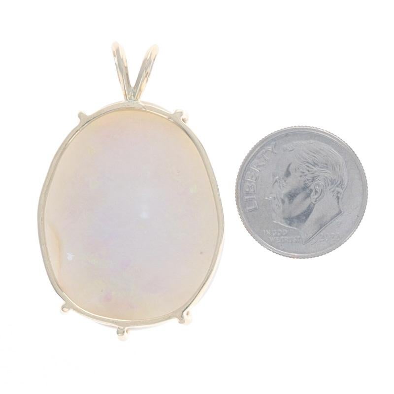Yellow Gold Opal Solitaire Pendant - 14k Oval Cabochon 31.05ct In Good Condition For Sale In Greensboro, NC