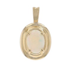Yellow Gold Opal Solitaire Pendant - 14k Oval Cabochon .62ct