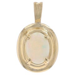 Yellow Gold Opal Solitaire Pendant - 14k Oval Cabochon .62ct