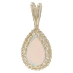 Yellow Gold Opal Solitaire Pendant - 14k Pear Cabochon .55ct