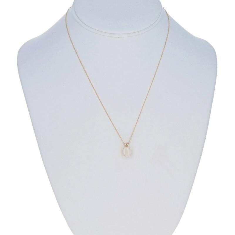 Metal Content: 14k Yellow Gold

Stone Information

Natural Opal
Carat(s): .89ct
Cut: Oval Cabochon

Total Carats: .89ct

Style: Solitaire
Chain Style: Prince of Wales
Necklace Style: Chain
Fastening Type: Spring Ring Clasp

Measurements

Item 1: