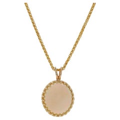 Yellow Gold Opal Solitaire Pendant Necklace 17 3/4" - 14k Oval Cabochon 6.20ct