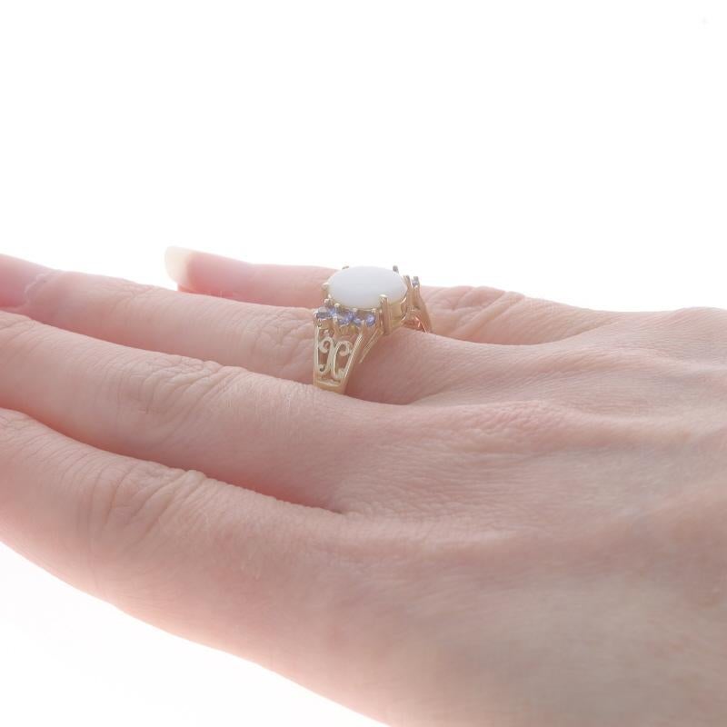 Women's Yellow Gold Opal & Tanzanite Ring - 10k Oval Cabochon 1.45ctw For Sale