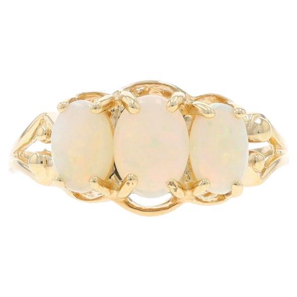 Yellow Gold Opal Three-Stone Ring - 10k Oval Cabochon .82ctw