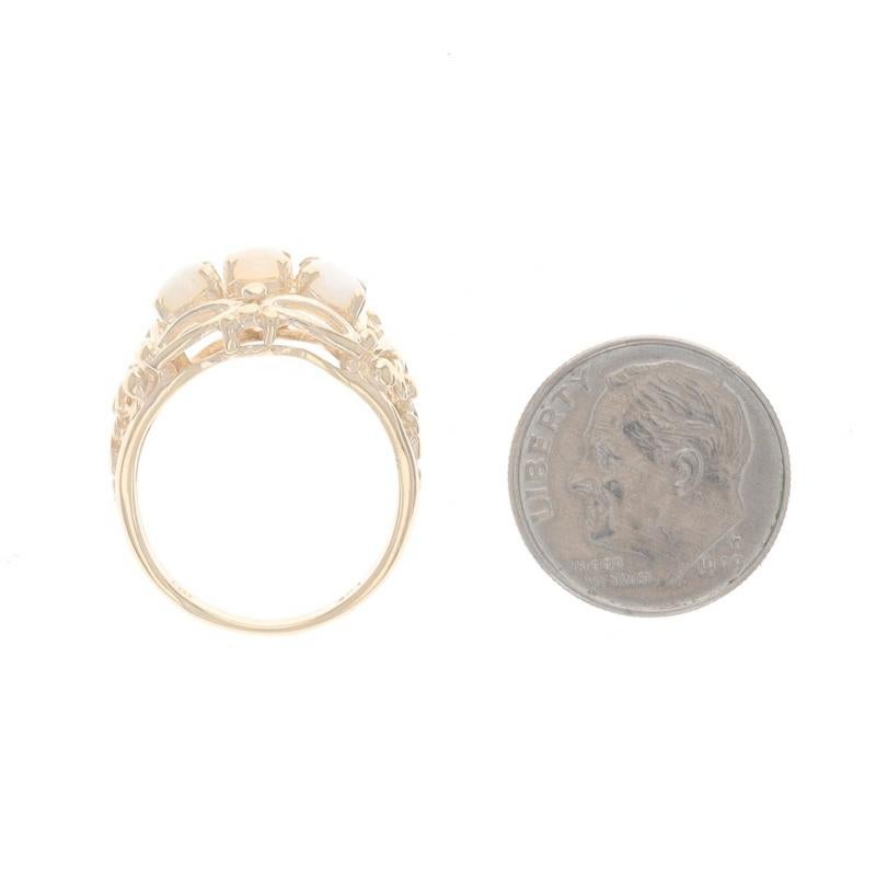 Yellow Gold Opal Three-Stone Ring - 14k Oval Cabochon .63ctw For Sale 1