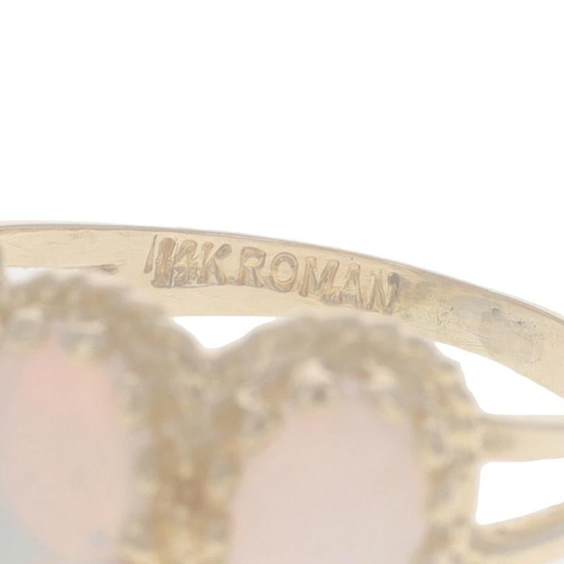 Yellow Gold Opal Three-Stone Ring - 14k Oval Cabochon .96ctw For Sale 2