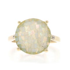 Yellow Gold Opal Triplet Cocktail Solitaire Ring 10k Mosaic