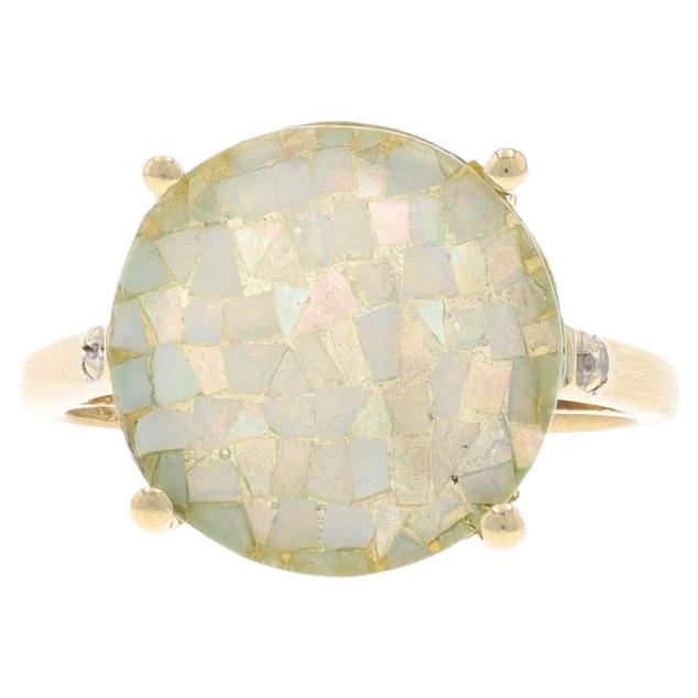 Anello solitario triplo cocktail in oro giallo 10k Mosaico in vendita