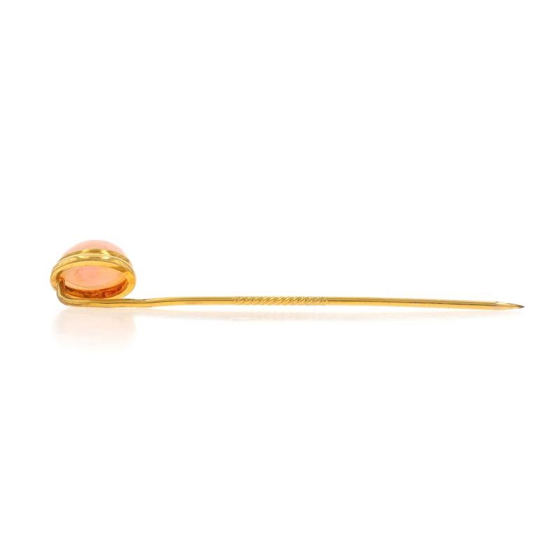 Oval Cut Yellow Gold Opal Vintage Stickpin - 14k Oval Cabochon 1.70ct Solitaire For Sale