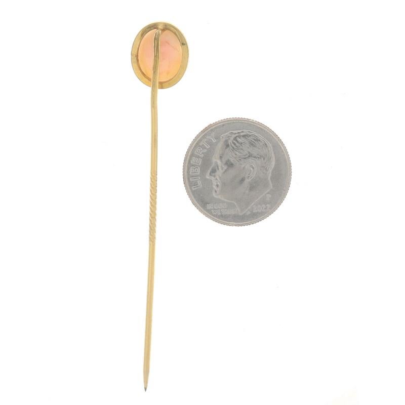 Yellow Gold Opal Vintage Stickpin - 14k Oval Cabochon 1.70ct Solitaire In Good Condition For Sale In Greensboro, NC