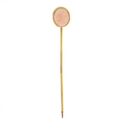 Yellow Gold Opal Vintage Stickpin - 14k Oval Cabochon 1.70ct Solitaire