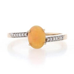 Bague bypass en or jaune 10 carats, opale et zircon blanc 1,02 carat