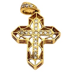 Yellow Gold Open Filigree Diamond Pendant