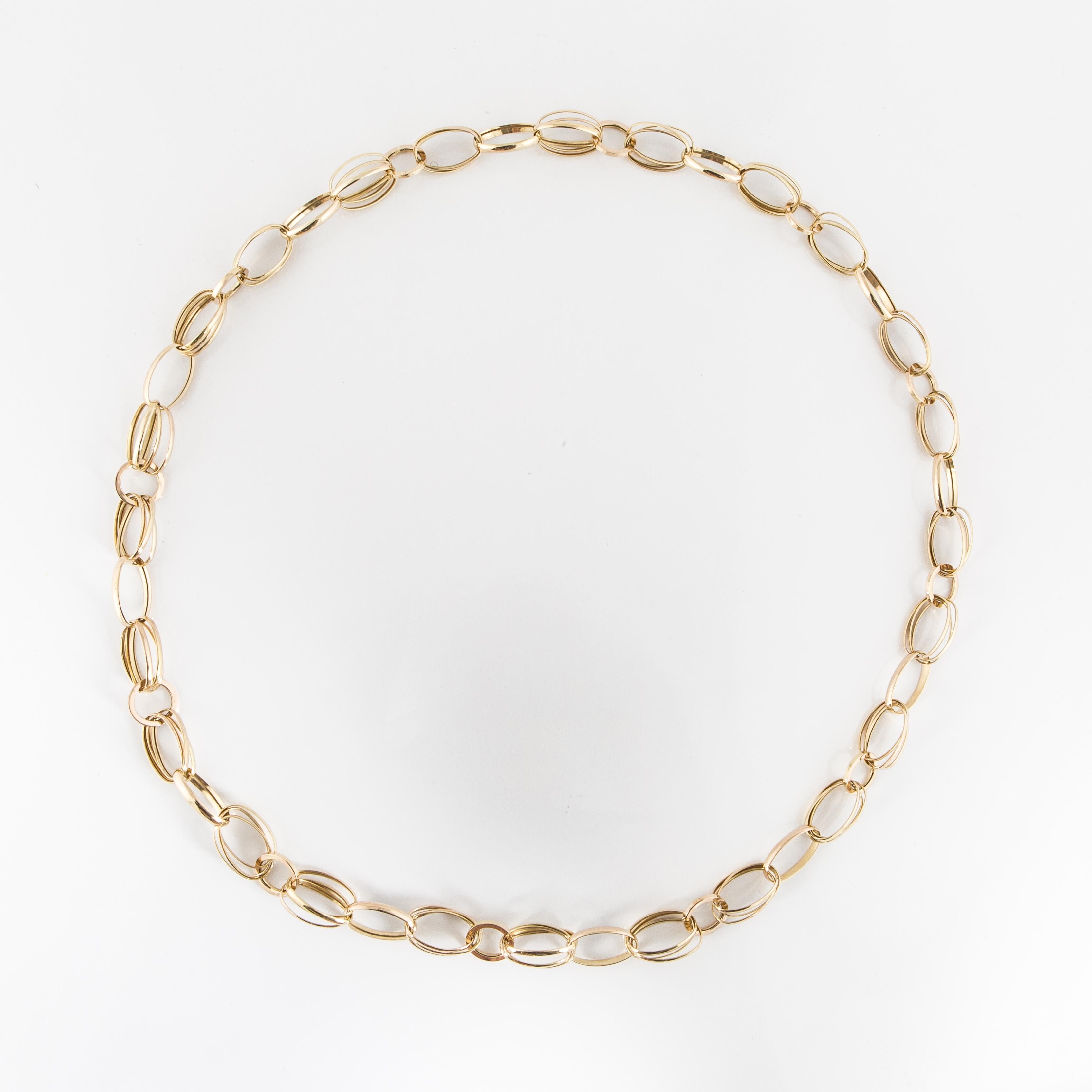 Open Link Necklace in 14K Gold In Good Condition For Sale In Houston, TX