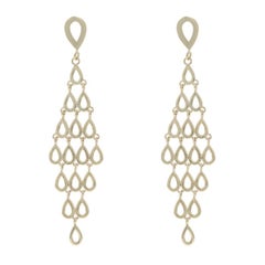 Yellow Gold Open Teardrop Chandelier Earrings - 14k Pierced
