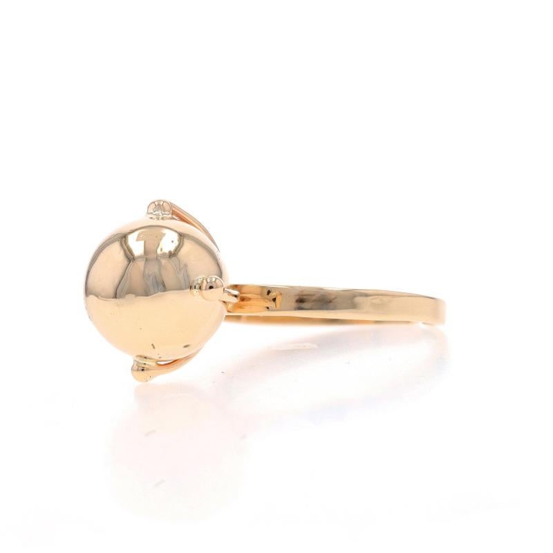 Donna Anello in oro giallo con orbita - Ball and Ball 10k regolabile Sz 7 1/2 in vendita
