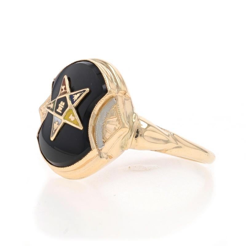 Gelbgold Order of the Eastern Star Vintage Ring - 10k Onyx Emaille OES Masonic im Zustand „Hervorragend“ in Greensboro, NC