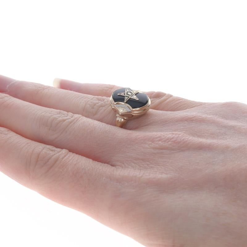 Gelbgold Order of the Eastern Star Vintage Ring - 10k Onyx Emaille OES Masonic Damen