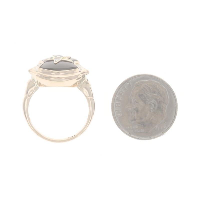 Gelbgold Order of the Eastern Star Vintage Ring - 10k Onyx Emaille OES Masonic 1