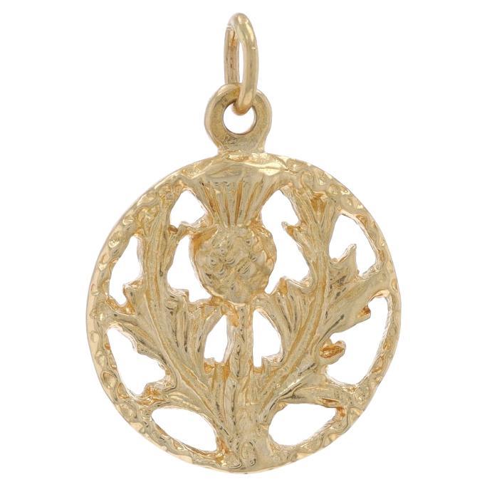 Charm in oro giallo con pianta di carciofo ornamentale 10k Giardinaggio in vendita