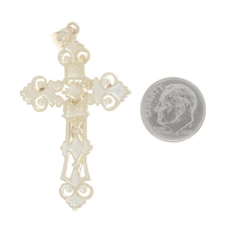 Women's or Men's Yellow Gold Ornate Crucifix Men's Pendant - 14k Faith