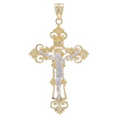 Yellow Gold Ornate Crucifix Men's Pendant - 14k Faith