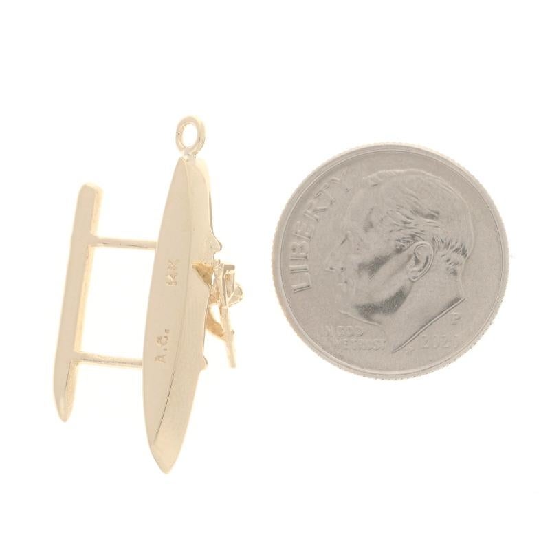 Women's or Men's Yellow Gold Outrigger Canoe Charm - 14k Boat For Sale