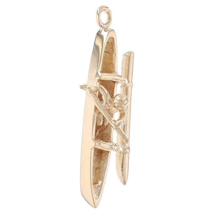 Yellow Gold Outrigger Canoe Charm - 14k Boat For Sale