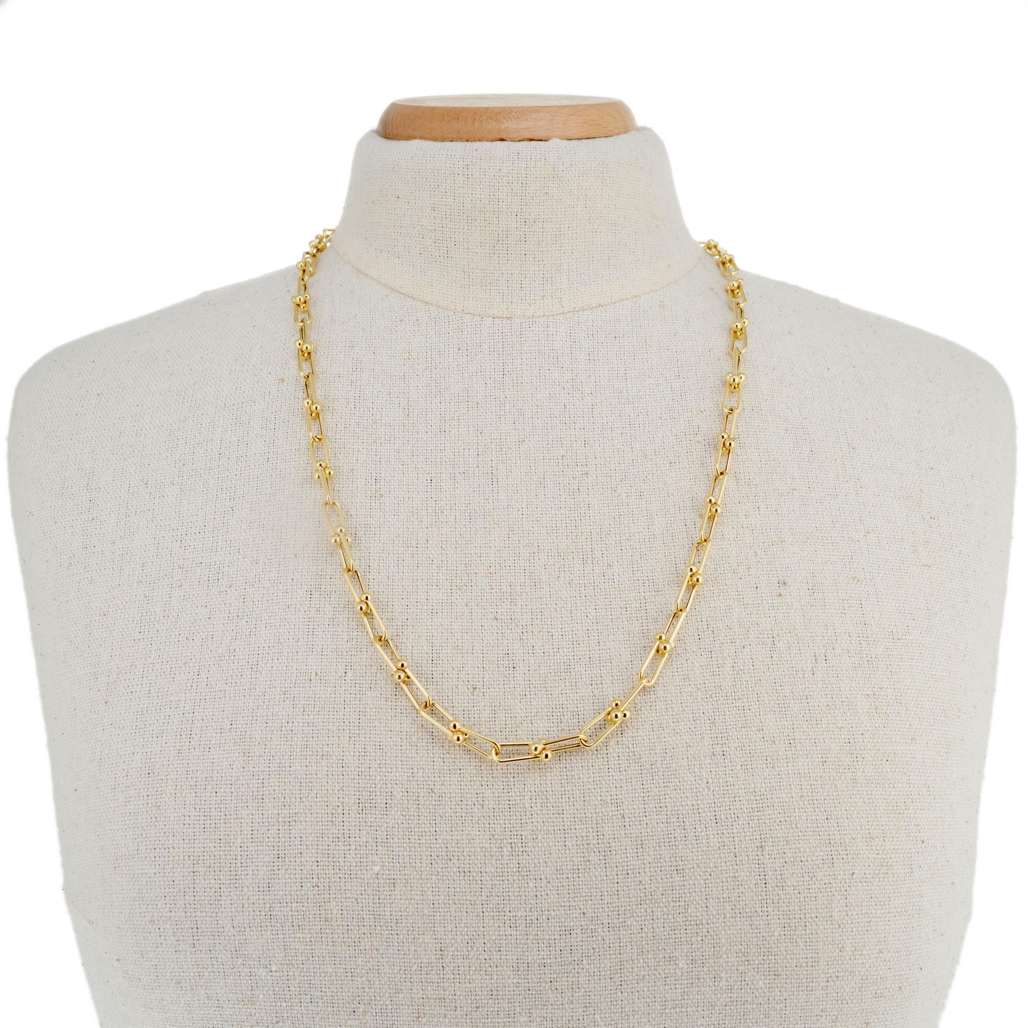 Yellow Gold Oval Link Necklace For Sale 1