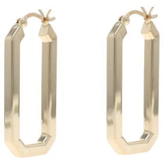 Orecchini a cerchio ovali in oro giallo - 14k