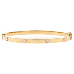 Yellow Gold Oval Bangle Bracelet 6 3/4" - 14k Dot Screw
