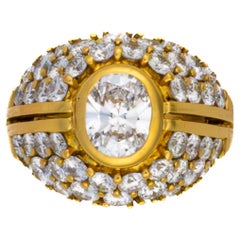 Yellow Gold Oval Diamond Dome Ring