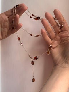 Collares de cadena de eslabones ovalados de granate de oro amarillo de Rossella Ugolini Made in Italy