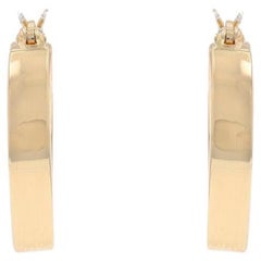 Yellow Gold Oval Hoop Earrings - 14k Israel Pierced