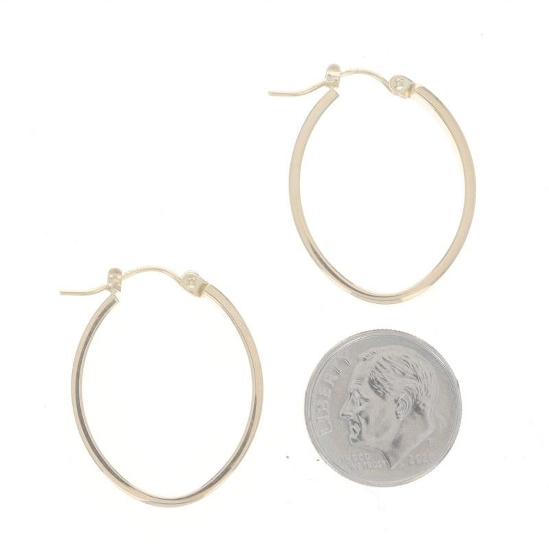 Women's Yellow Gold Oval Hoop Earrings - 14k Pierced For Sale