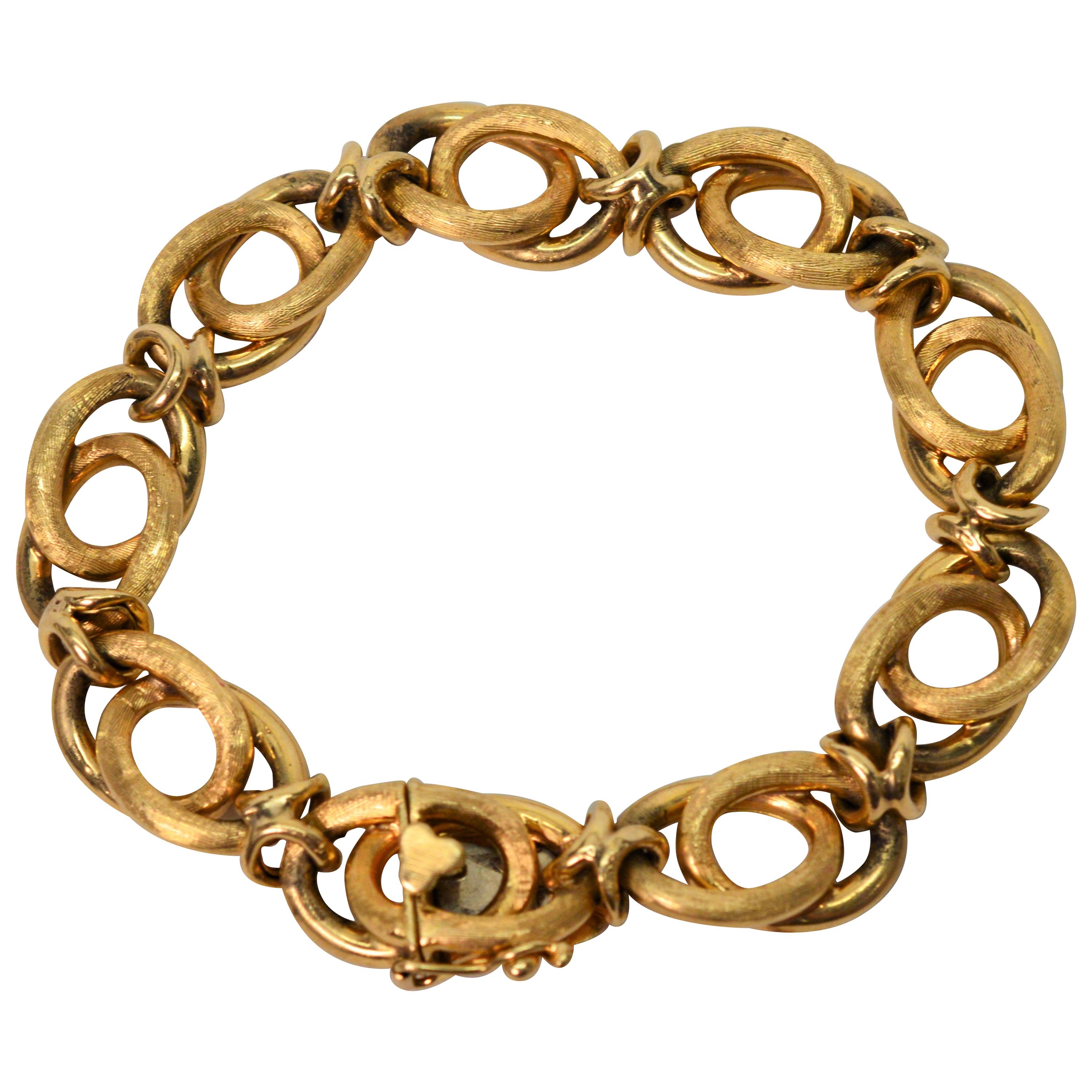Yellow Gold Oval Link Chain Bracelet at 1stDibs