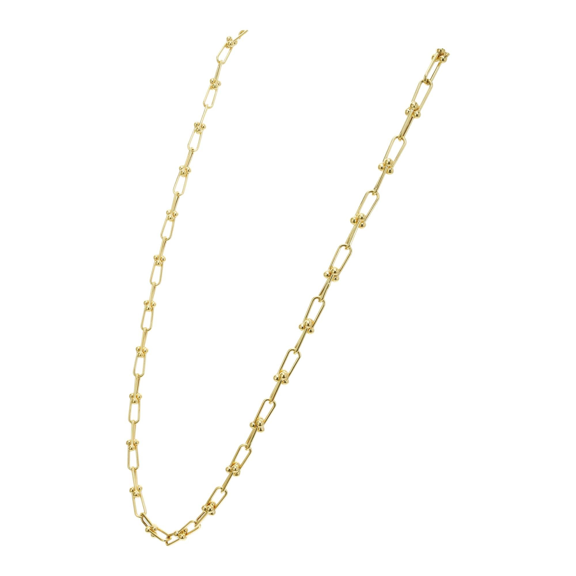 Yellow Gold Oval Link Necklace For Sale