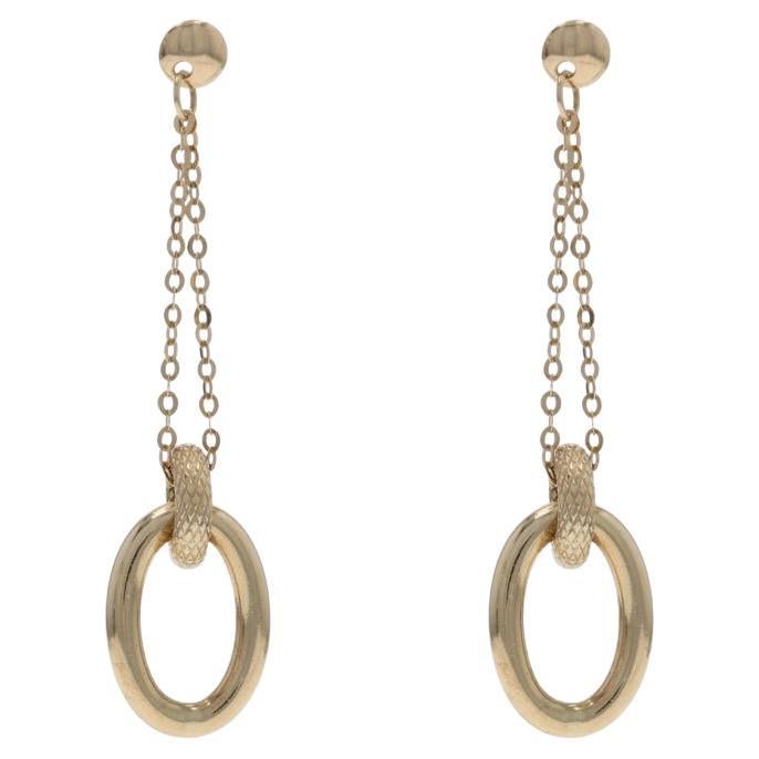 Orecchini pendenti a lobo ovale in oro giallo - 10k - forati in vendita