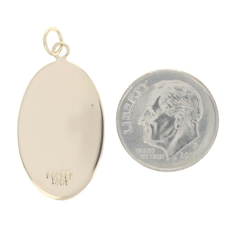 Women's Yellow Gold Oval Saint Christopher Faith Medal Pendant - 14k Protection Catholic For Sale
