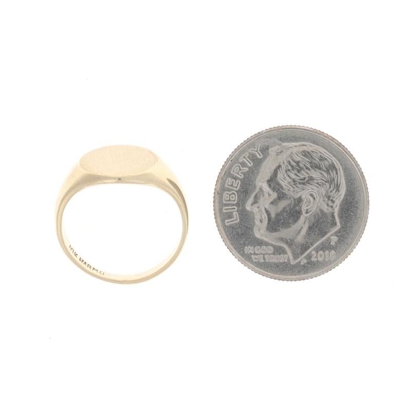Women's or Men's Yellow Gold Oval Signet Ring - 10k Engravable For Sale