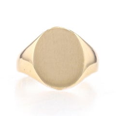 Yellow Gold Oval Signet Ring - 10k Engravable