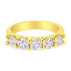 Yellow Gold Over Silver 1 1/2 Carat Diamond Anniversary or Wedding Band Ring