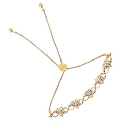 Bracelet Bolo en or jaune sur argent avec diamants en forme de cœur infini de 1/10 carat