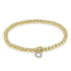 Yellow Gold Over Sterling Silver 2.0 Carat Diamond Heart Charm Link Bracelet